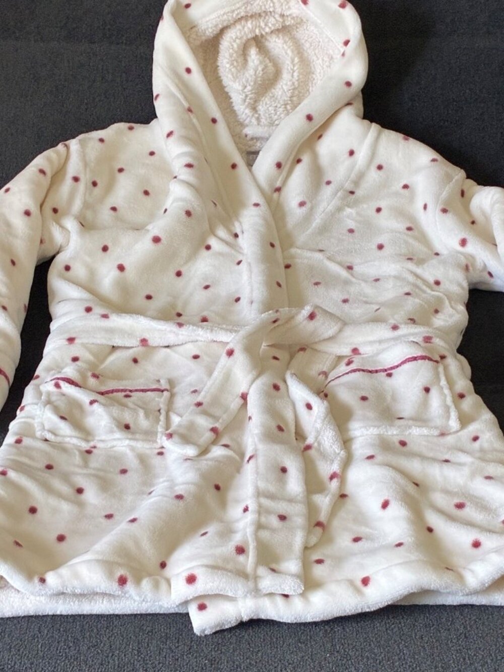 Robe de chambre pelucheuse blanche à coeurs Miiyu Simons TP/XS